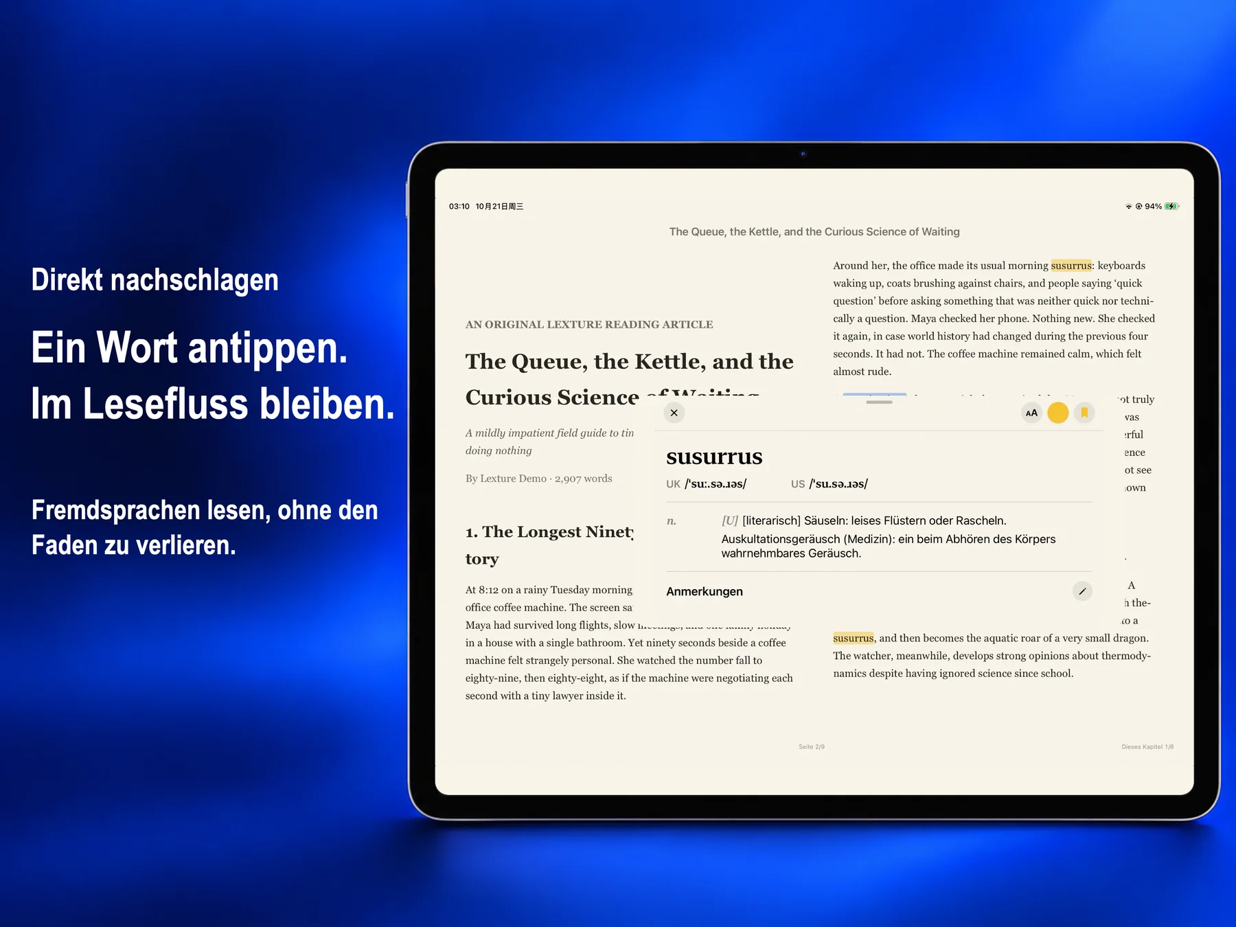 Lexture — Direkt nachschlagen (ipad)
