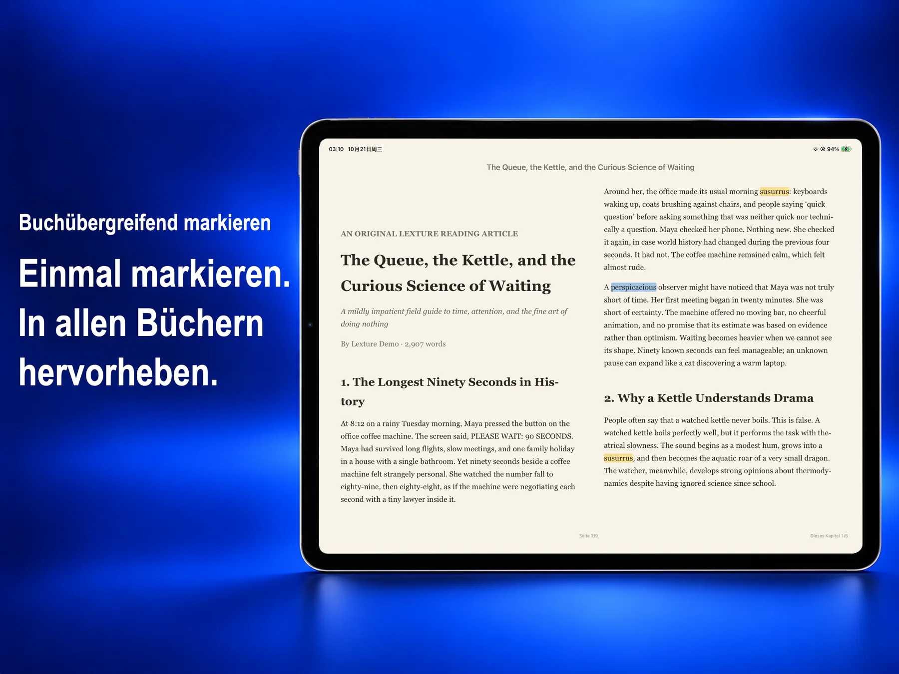 Lexture — Buchübergreifende Markierungen (ipad)
