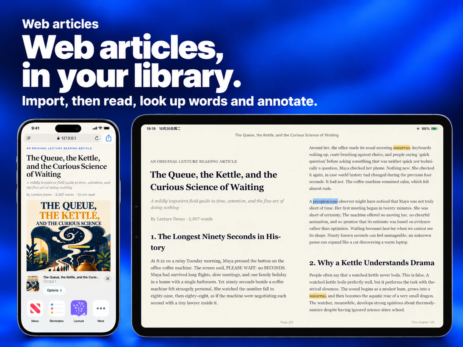 Lexture — Web articles (ipad)