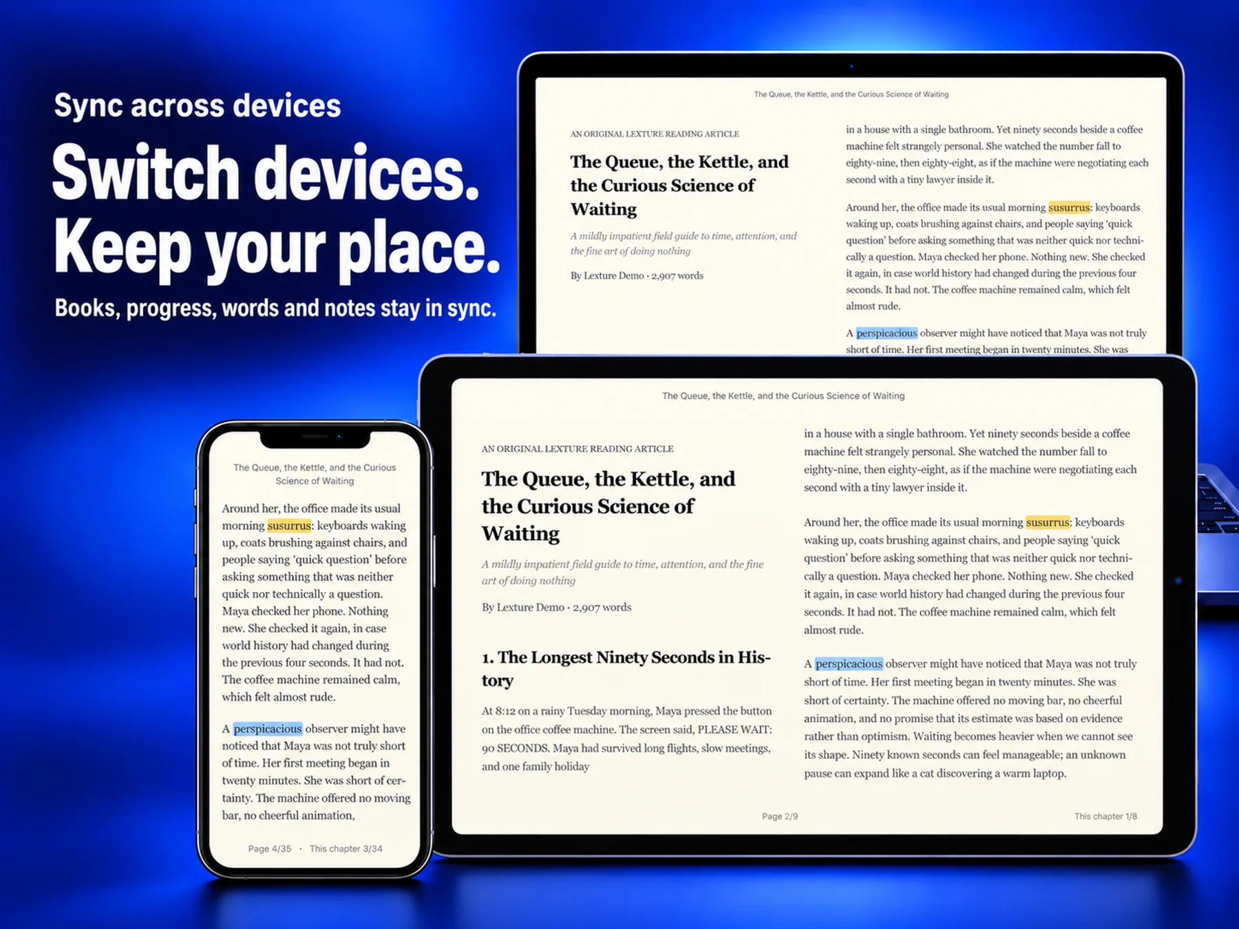 Lexture — Switch devices. Keep your place.