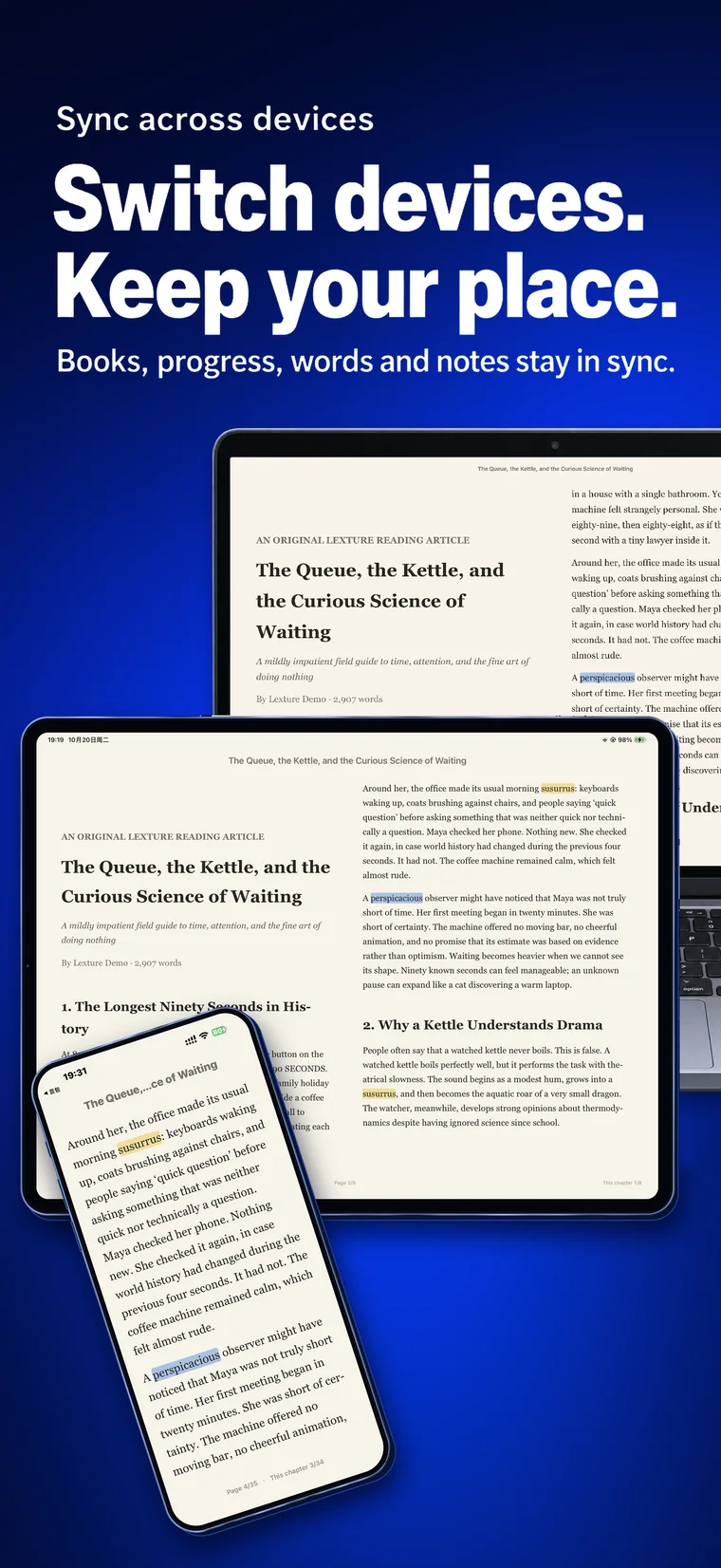 Lexture — Across your devices (iphone)