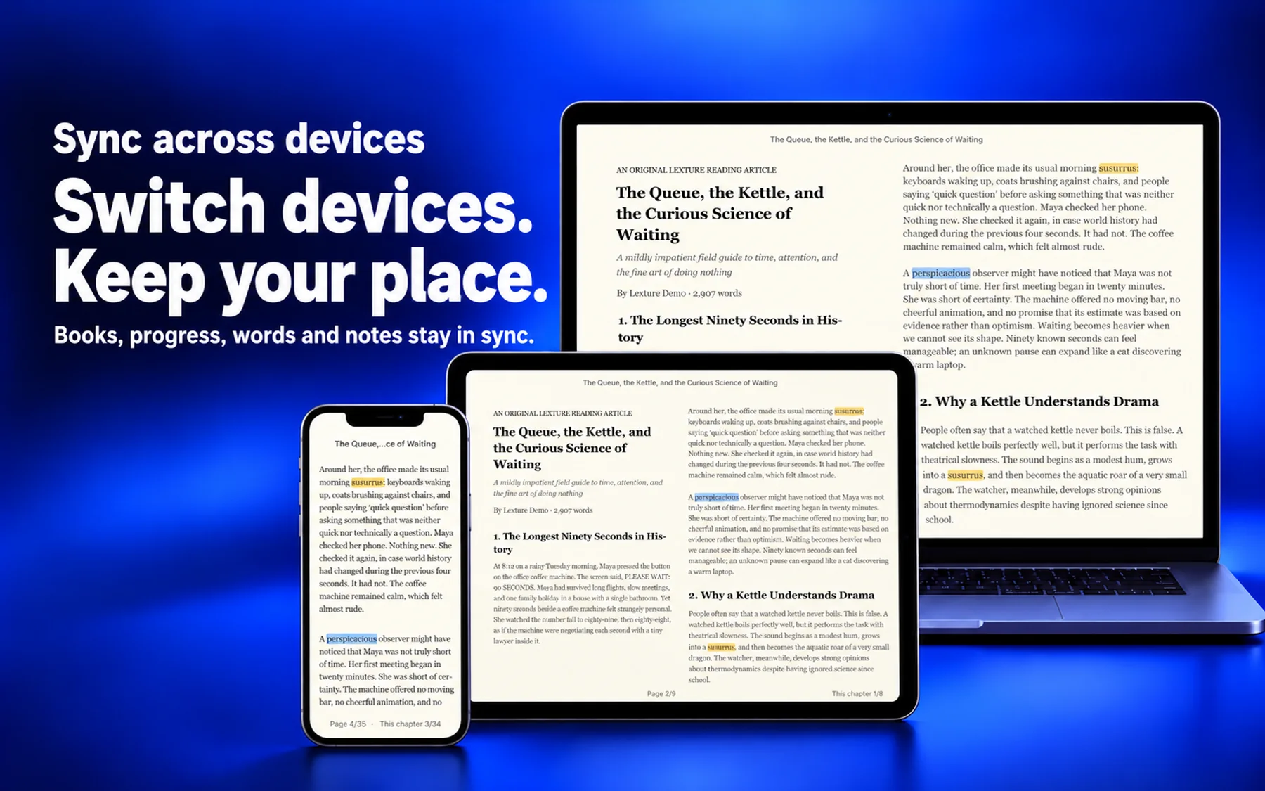 Lexture — Across your devices (mac)