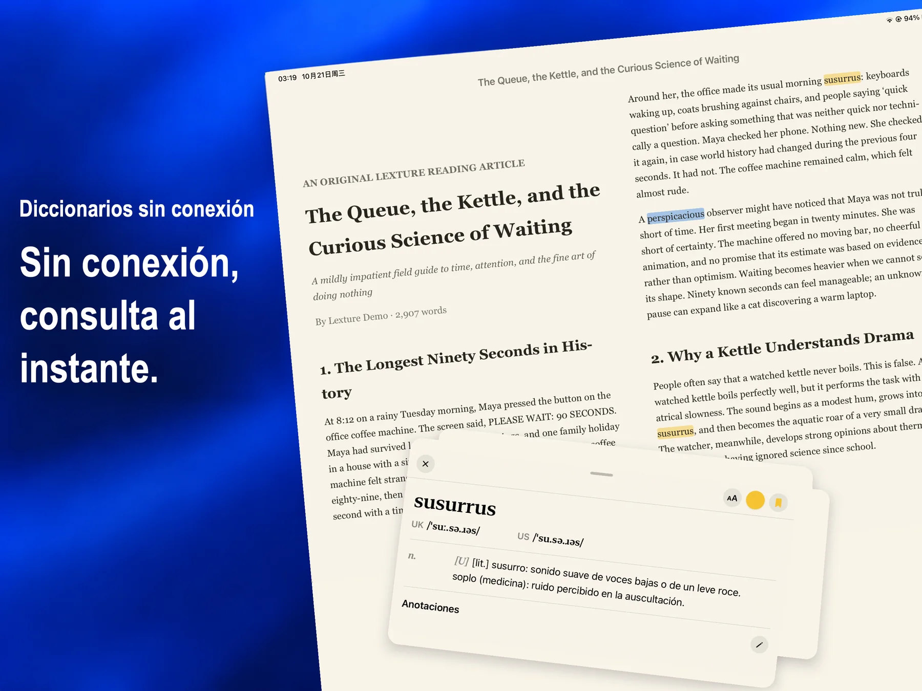 Lexture — Diccionarios sin conexión (ipad)