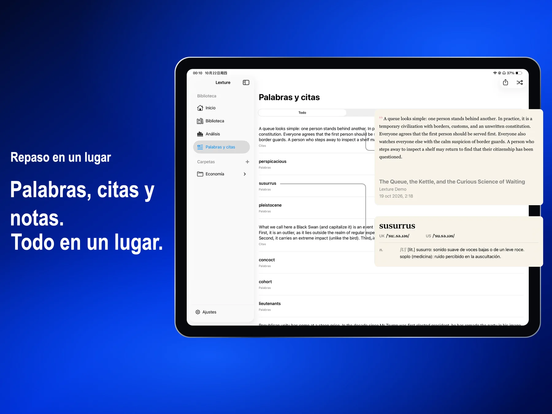 Lexture — Palabras y citas (ipad)