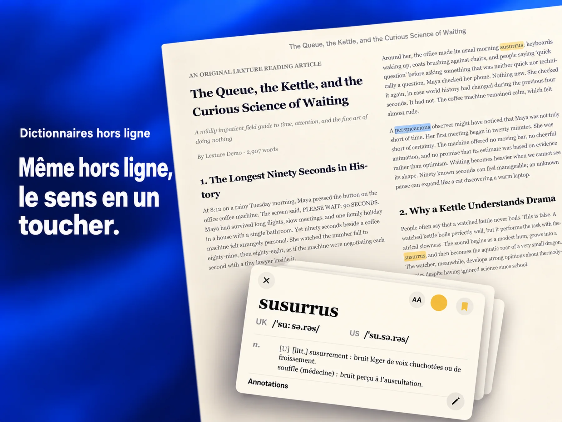 Lexture — Dictionnaires hors ligne (ipad)