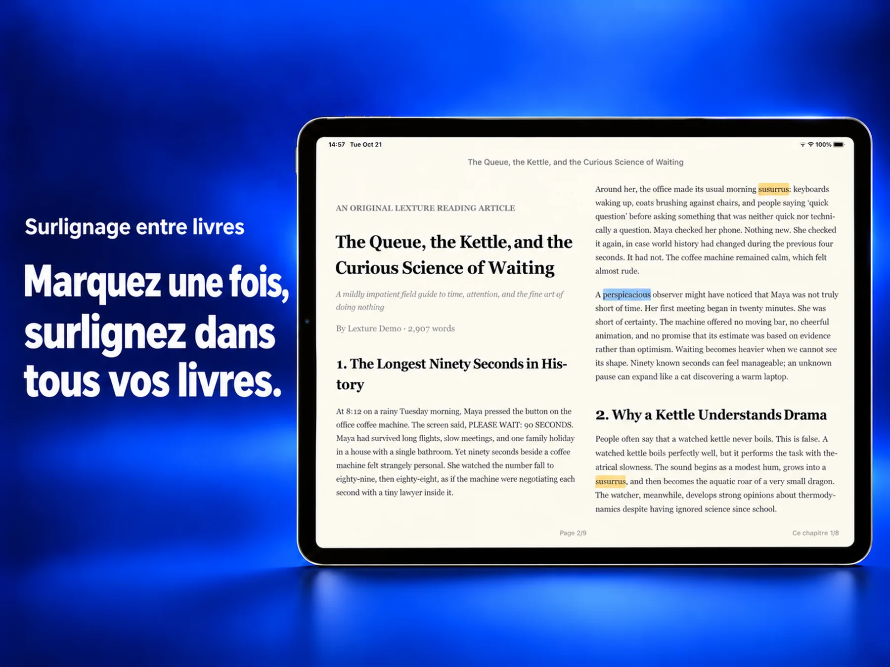Lexture — Surlignage entre les livres (ipad)