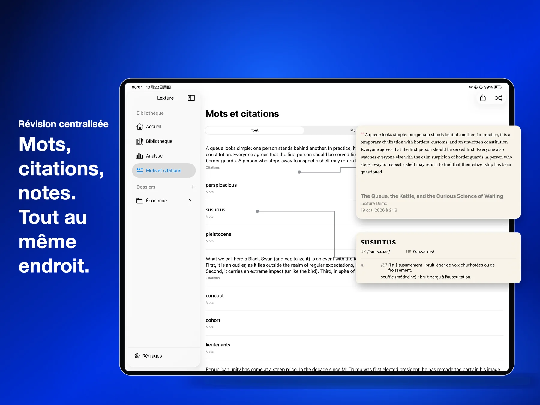 Lexture — Mots et citations (ipad)