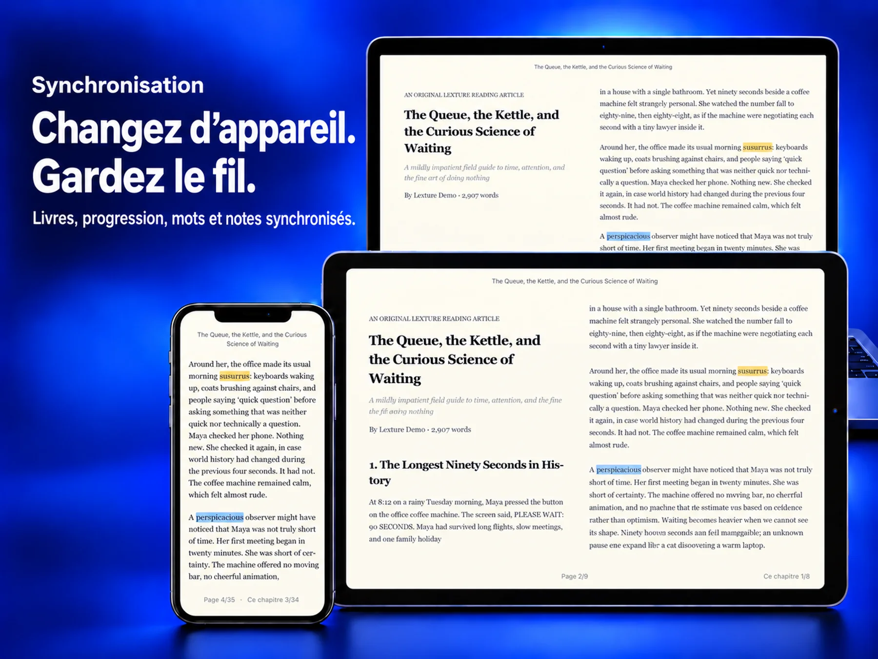 Lexture — Changez d’appareil, gardez votre place.