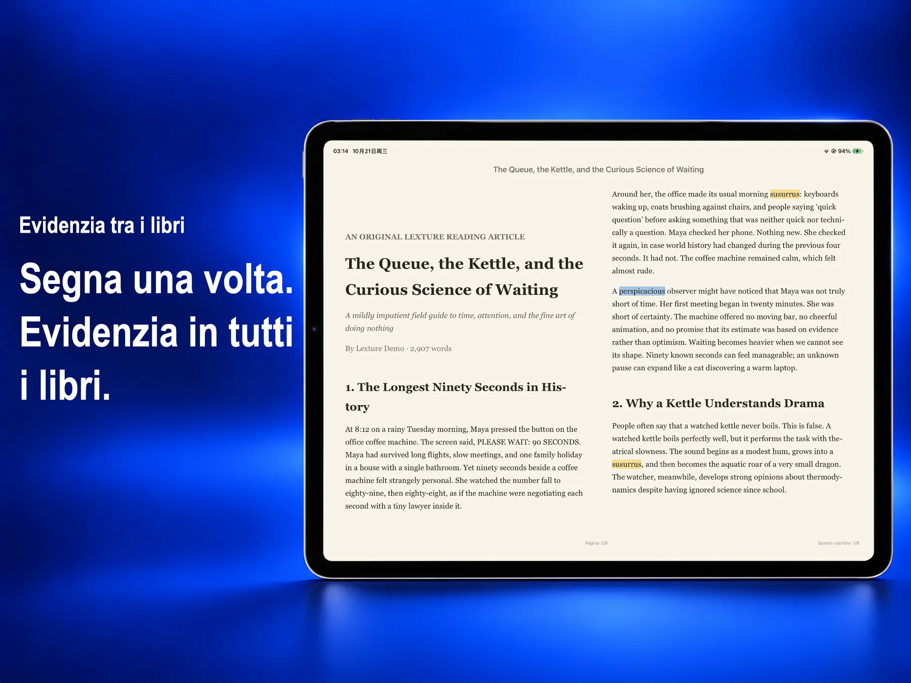 Lexture — Evidenziazioni tra libri (ipad)