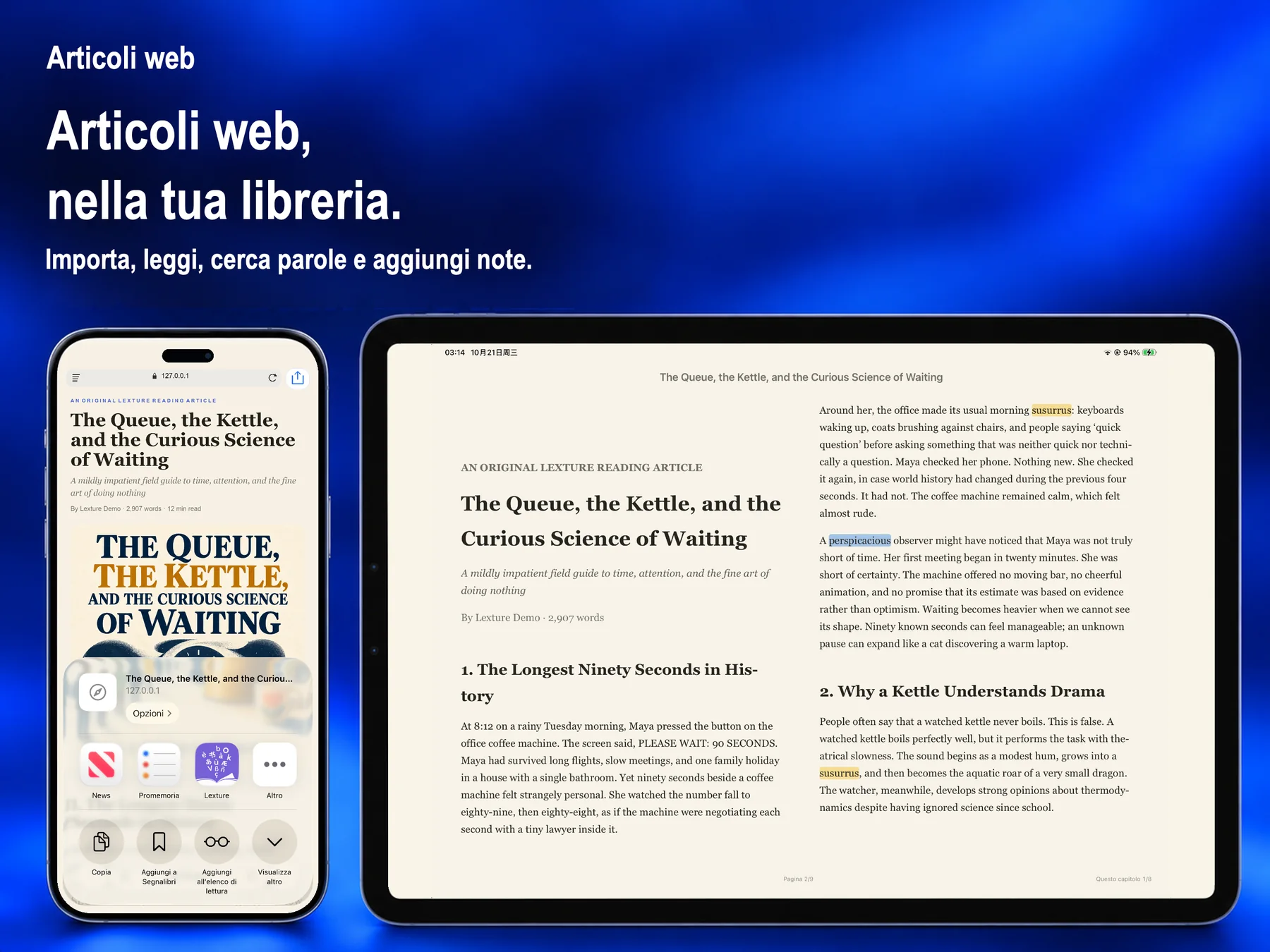 Lexture — Articoli web (ipad)