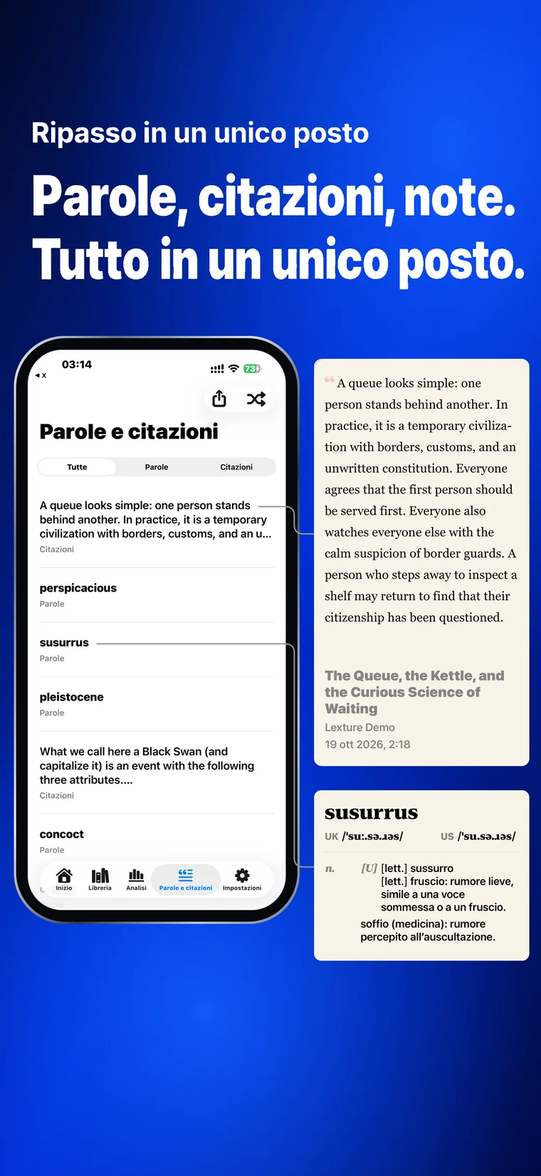 Lexture — Parole e citazioni (iphone)