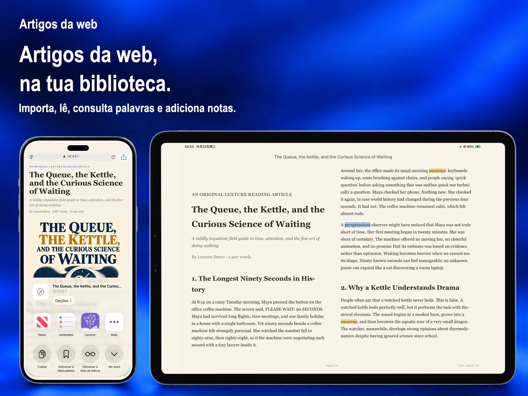 Lexture — Artigos da web (ipad)